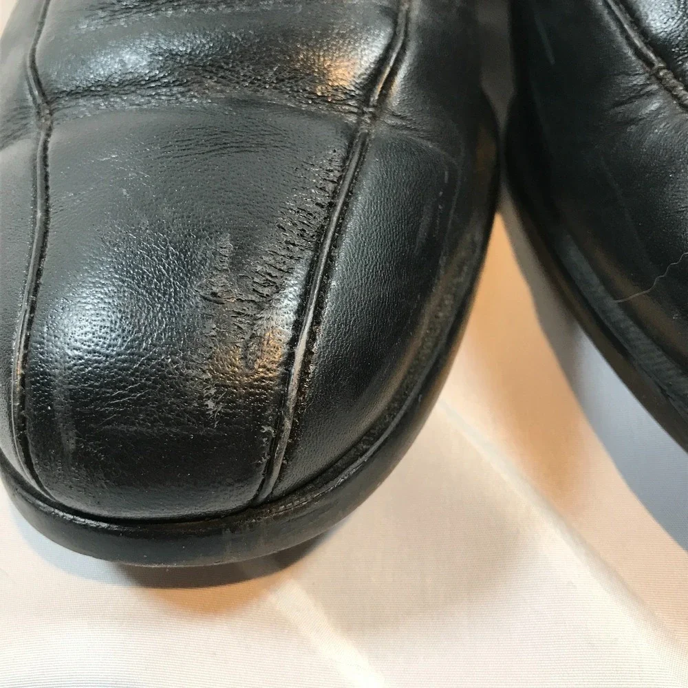 Sears Wonderlite Bicycle-Toe‎ Black Leather Loafer Slip On Shoes Mens US 10.5 D